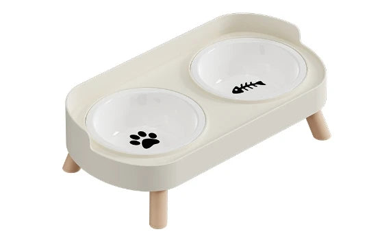 Tigela Dupla Para Pets Cães E Gatos - Aço Inoxidável/Cerâmica - FC©