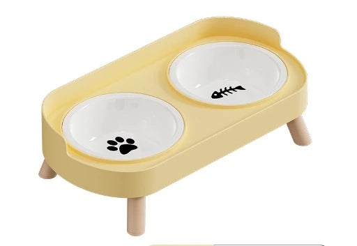 Tigela Dupla Para Pets Cães E Gatos - Aço Inoxidável/Cerâmica - FC©