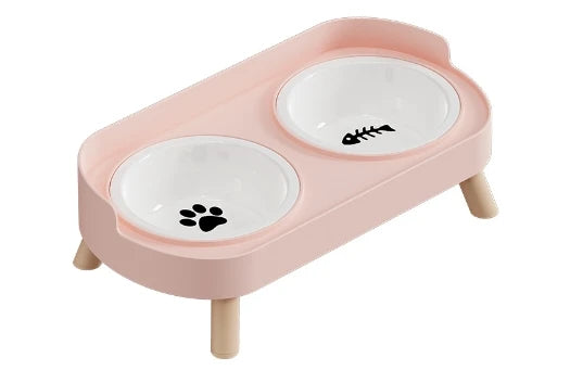 Tigela Dupla Para Pets Cães E Gatos - Aço Inoxidável/Cerâmica - FC©