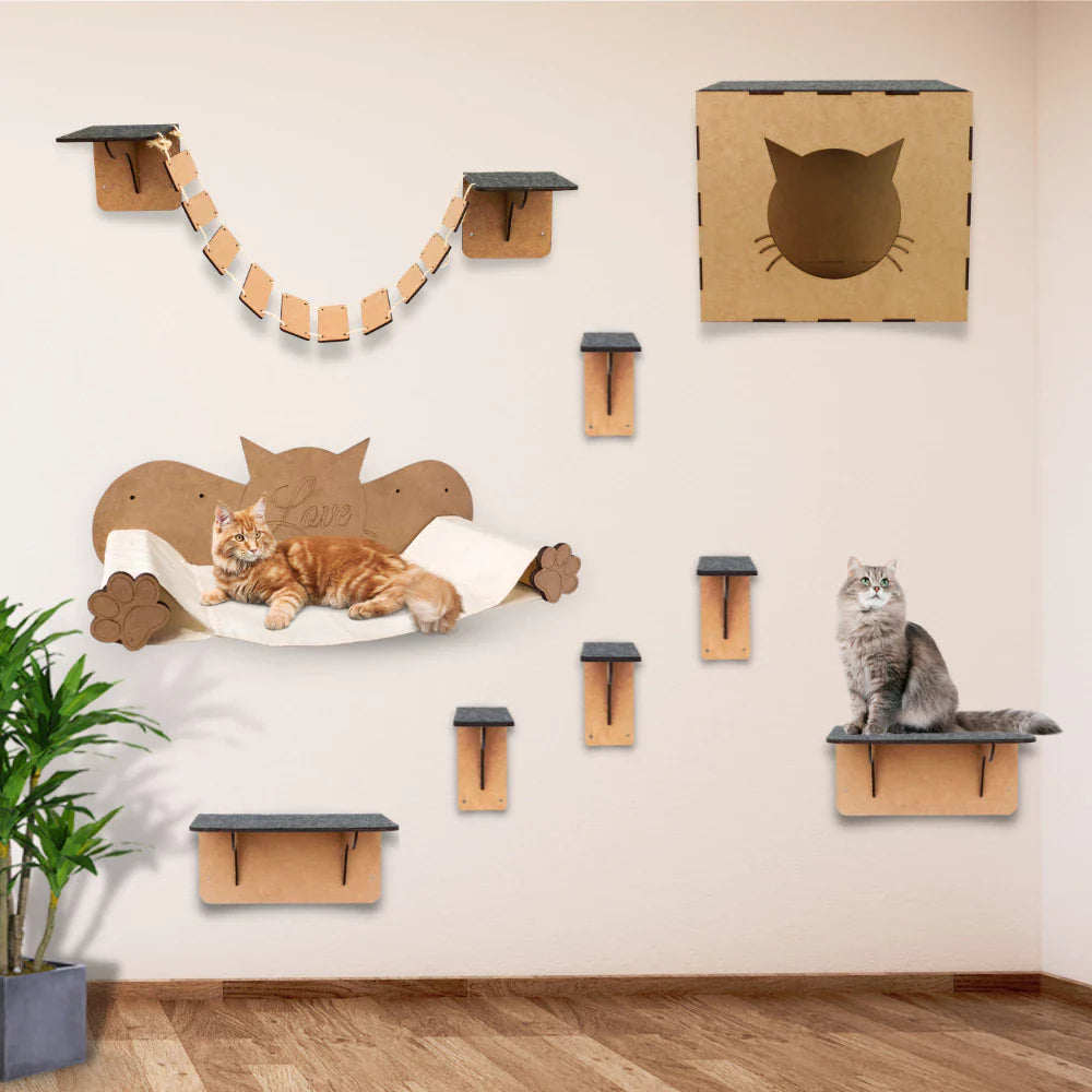 Playground para Gatos Modular de 7 a 15 Peças em MDF – Snouty™ | Diversão, Escalada e Bem-Estar Diário