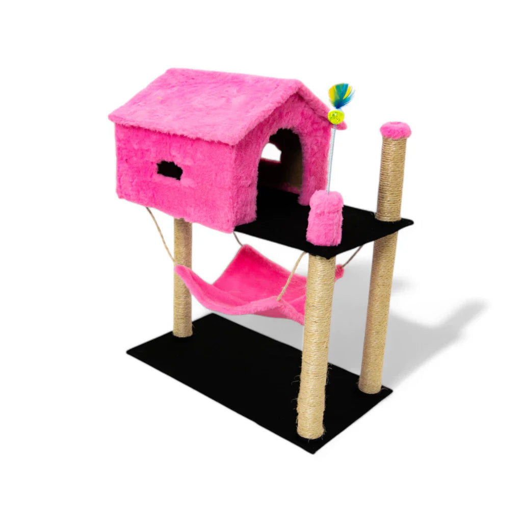 Arranhador para Gatos com Casinha e Playground Completo – Snouty™ | Diversão, Proteção e Aconchego Diário