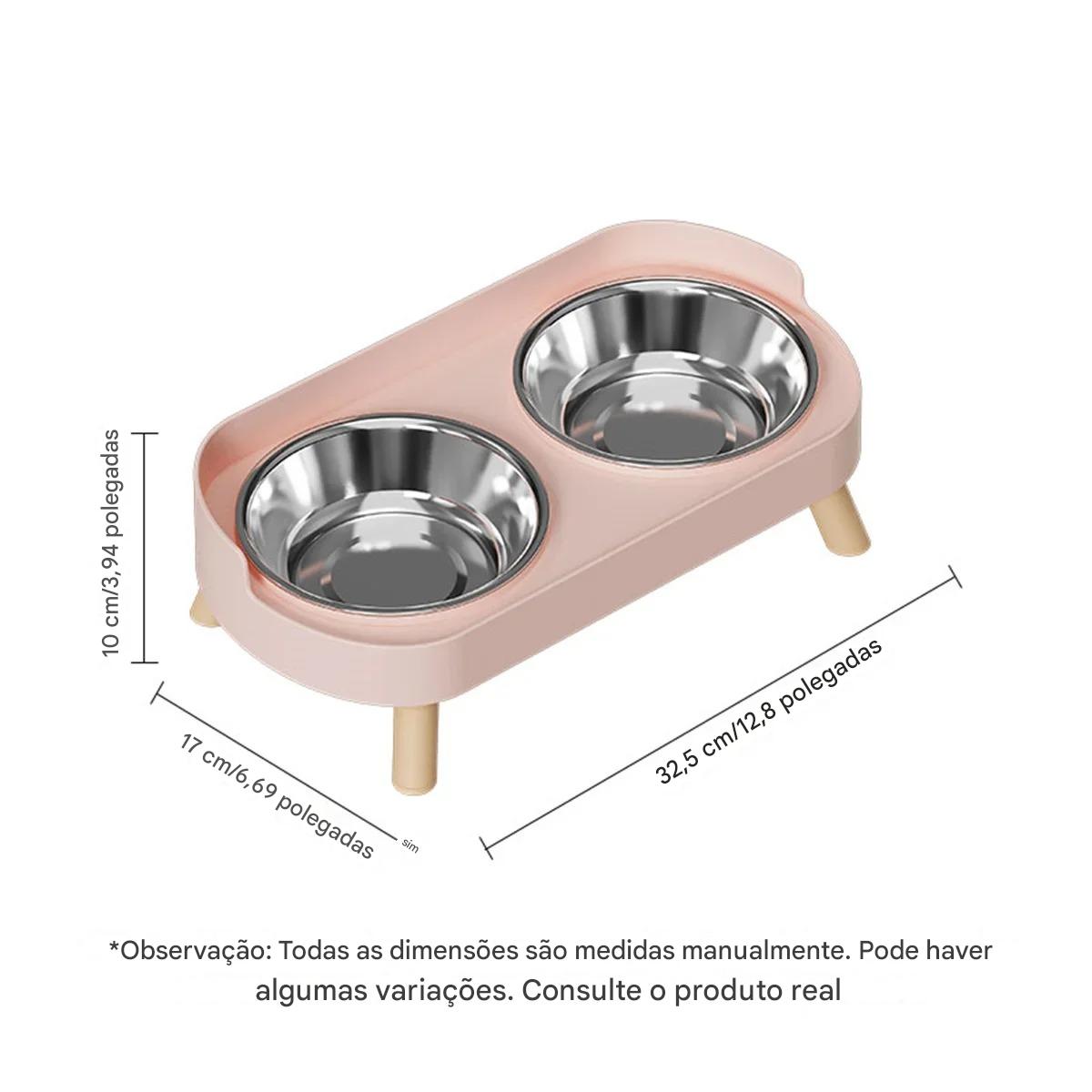 Tigela Dupla Para Pets Cães E Gatos - Aço Inoxidável/Cerâmica - FC©