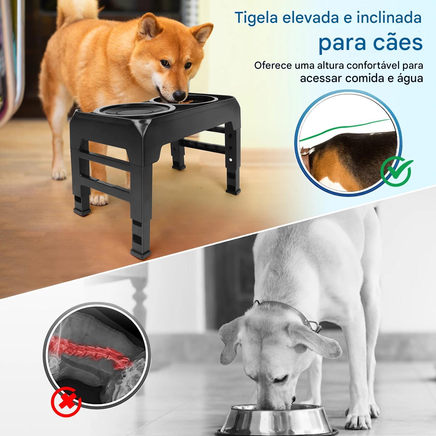 Tigela Elevada Para Cães Suporte Ergonômico - FC©