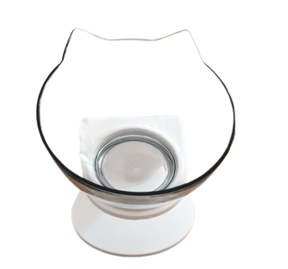 Tigela Elevada Transparente e Antiderrapante para Gatos