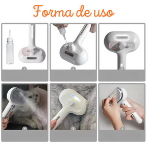 Escova Autolimpante Furly™ – Remove Pelos com Spray e Massagem para Pets