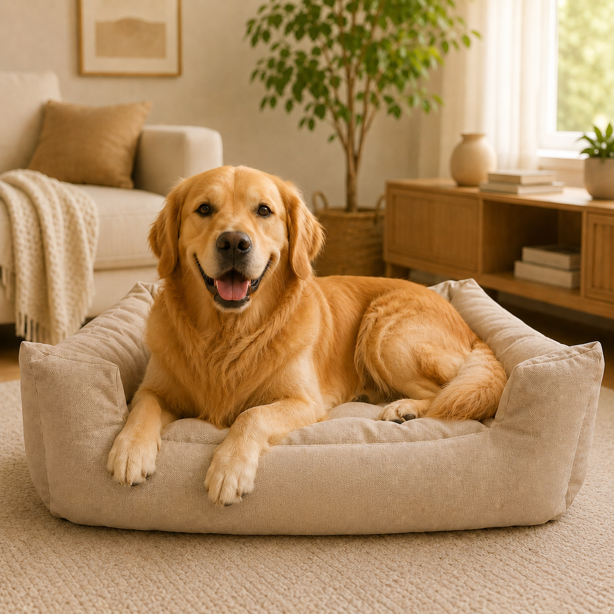 Cama Premium Big Suede Comfort™ - Conforto e Espaço de Verdade Para Cães de Grande Porte