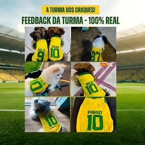 Roupinha Personalizada Copa do Mundo Brasil com Nome e Número para Cachorro e Gato Tecido Respirável