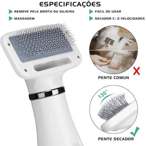 Secador e Escova 2 em 1 para Pets – Praticidade no banho