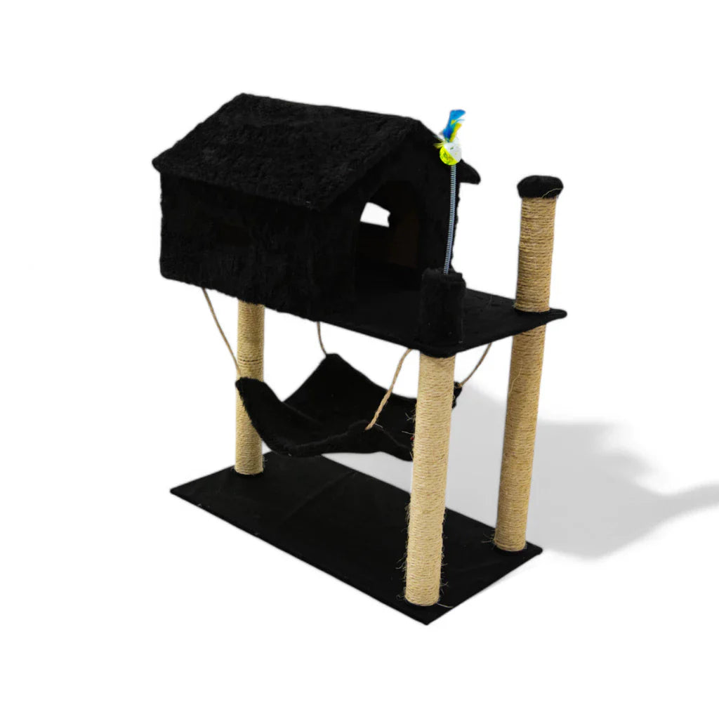 Arranhador para Gatos com Casinha e Playground Completo – Snouty™ | Diversão, Proteção e Aconchego Diário