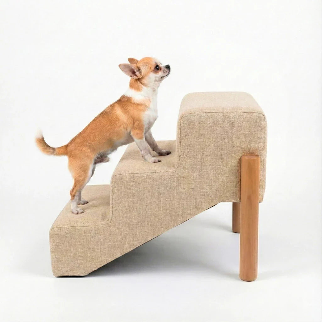 Escada Pet Linho com Pés de Madeira Antiderrapante para Cachorro e Gato até 40kg StepComfort™