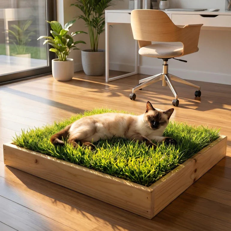 Tapete Higiênico de Grama Natural Lavável para Cachorro e Gato com Caixa 55x40 Sanitária Greenify™