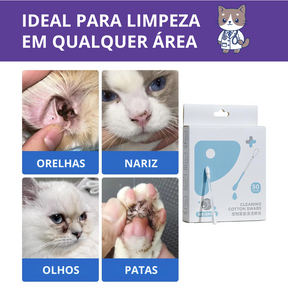 Cotonetes Úmidos para Limpeza de Gatos