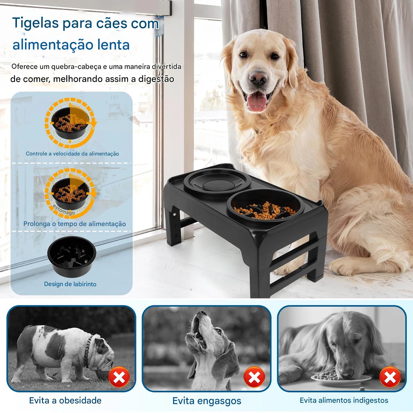 Tigela Elevada Para Cães Suporte Ergonômico -  FC©