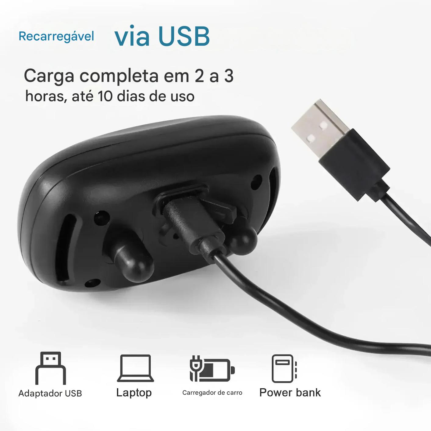 Coleira Anti Latido Ultrassônica Recarregável USB - FC©